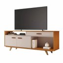 Ver imagem 2 de Rack Ímpar para Tv 65'' Puxadores em Couro e Pés Abs:cinamomo / Off