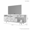 Ver imagem 4 de Rack Ímpar para Tv 65'' Puxadores em Couro e Pés Abs:cinamomo / Off