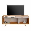Ver imagem 3 de Rack Ímpar para Tv 65'' Puxadores em Couro e Pés Abs:cinamomo / Off