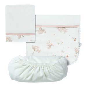 Jogo Lençol Berço Americano 3pçs Cerejeira Rosa Pêssego -hug