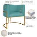 Ver imagem 5 de Kit Divã Luna 185cm Lado Direito e 01 Poltrona Base de Ferro Dourado Suede Azul Turquesa