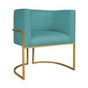 Ver imagem 2 de Kit Divã Luna 185cm Lado Direito e 01 Poltrona Base de Ferro Dourado Suede Azul Turquesa