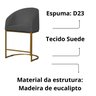 Banco Banqueta Alta Poltrona Mia Base Metal Dourada Suede Cor:cinza - 4