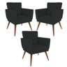 Kit 3 Poltronas Nina com Capitone - Preto - 1
