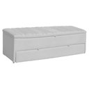 Ver imagem 1 de Calçadeira Recamier Baú Sapateira Solteiro 90cm Ayla Suede Tampo Reto - Estopar Ayla 90cm Suede Bran