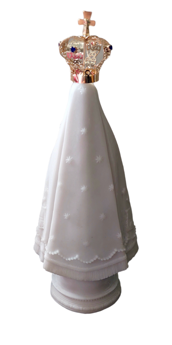 Imagem Nossa Senhora Aparecida Mármore Branco Coroa 22 Cm - 4