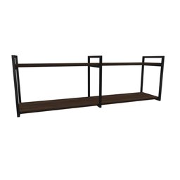 Nicho Industrial 2 Prateleiras Copacabana Ferro Preto Tampo Amêndoa 120cm - 1