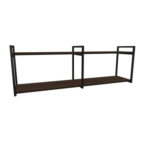 Nicho Industrial 2 Prateleiras Copacabana Ferro Preto Tampo Amêndoa 120cm