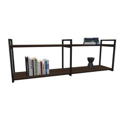 Nicho Industrial 2 Prateleiras Copacabana Ferro Preto Tampo Amêndoa 120cm - 2