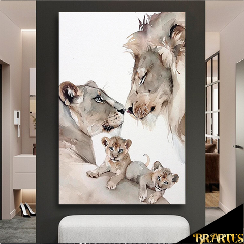 Quadro Família Aquarela -- BR ARTES Pequeno 60x40