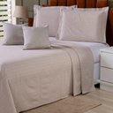Ver imagem 2 de Cobre Leito Colcha Usual King 5 Peças Tecido Rústico C- Almofada Avelã 60% Algodão - 40% Polié