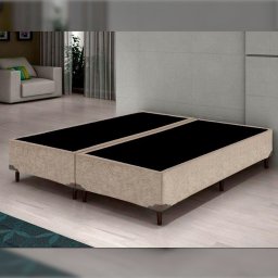 Base Cama Box Queen Bipartido 1,58 x 1,98 x 0,28 Suede Amassado Lobbox - Bege - 1