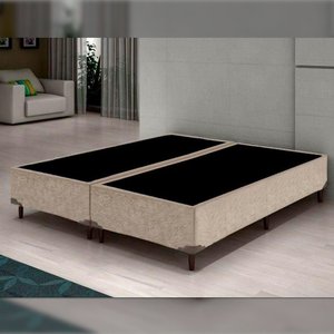 Base Cama Box Queen Bipartido 1,58 x 1,98 x 0,28 Suede Amassado Lobbox - Bege