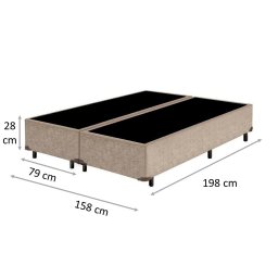 Base Cama Box Queen Bipartido 1,58 x 1,98 x 0,28 Suede Amassado Lobbox - Bege - 2