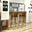 Ver imagem 3 de Kit 2 Banquetas Altas para Cozinha Americana Bancada em Madeira com Encosto