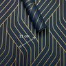 Papel de Parede Linhas Geométrico Azul Escuro Fio Dourado Metálico 9,50 M - Coleção Gold - 210662 - 4