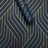 Papel de Parede Linhas Geométrico Azul Escuro Fio Dourado Metálico 9,50 M - Coleção Gold - 210662 - 1
