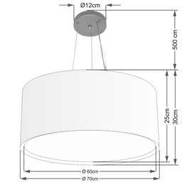 Lustre Pendente Cilíndrico Duplo Vivare Md-4303 Cúpula em Tecido 70x30cm - Bivolt - Café - Bivolt - 2