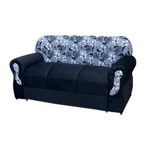 Sofá 3 Lugares Preto com Floral 601/37 Viena