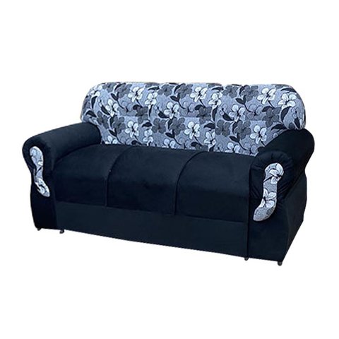 Sofá 3 Lugares Preto com Floral 601/37 Viena