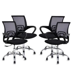Kit 4 cadeiras de escritório preta Diretor Jadel Healer