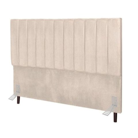 Cabeceira Estofada Cama Solteiro 90 Cm Lídia Suede e Frame Bege