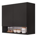 Ver imagem 1 de Armário Aéreo Multiuso Meg 80cm 100%mdf 02 Portas com Nicho Integrado Preto - Desk Design