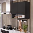 Ver imagem 7 de Armário Aéreo Multiuso Meg 80cm 100%mdf 02 Portas com Nicho Integrado Preto - Desk Design