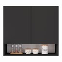 Ver imagem 6 de Armário Aéreo Multiuso Meg 80cm 100%mdf 02 Portas com Nicho Integrado Preto - Desk Design