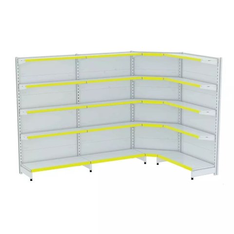 Gondola Parede 202 Fit Ate 3 Metros 1 Canto Branco 20b Pe Amarelo