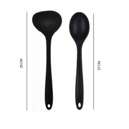 Duas Peças de Concha e Colher em Silicone Preto Unyhome - 1