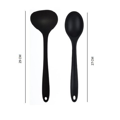 Duas Peças de Concha e Colher em Silicone Preto Unyhome