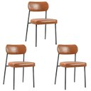 Ver imagem 1 de Kit 3 Cadeiras para Sala de Jantar Couro Sintético Design Aço Carbono Lavinia Marrom/Preto