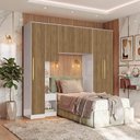 Ver imagem 1 de Quarto Modulado Kappesberg Adapt Branco/Nogueira 4 Peças 247cm