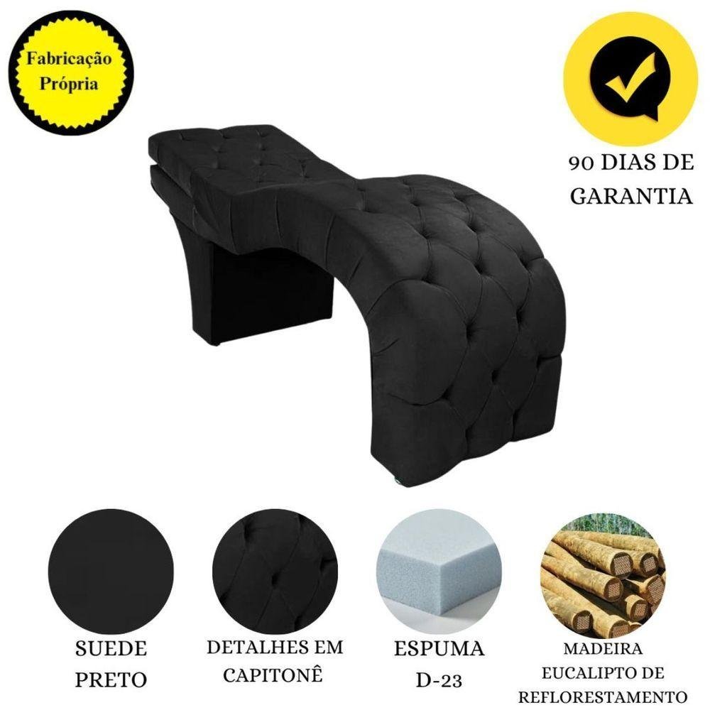 Maca Estética Estofada Reclinável Ergonômica Suede Sabrina Cor:preto - 6