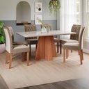 Ver imagem 2 de Sala de Jantar 160x80cm Tampo Mdf/vidro 6 Cadeira Cimol Maitê Cimol Cinamomo/off/mad/joli