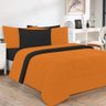 Kit Edredom + Jogo de Lençol Malha 100% Algodão Gran Moratta 7 Peças Casal - Laranja -preto - 1