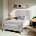 Ver imagem 2 de Kit Cabeceira e Calçadeira Baú para Cama Box Solteiro 90cm Pietro Bouclê - Sofa Store:bouclê Cinza C