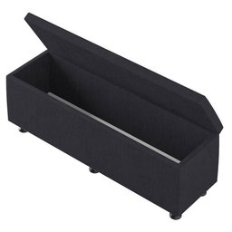 Baú Sapateira Estofada Casal 140 Cm Terra Veludo Skybox Cor Preto - 4