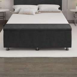 Baú Sapateira Estofada Casal 140 Cm Terra Veludo Skybox Cor Preto - 2