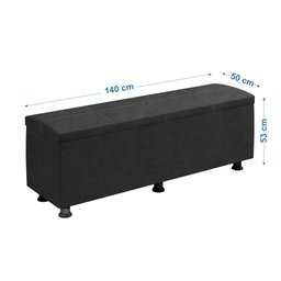 Baú Sapateira Estofada Casal 140 Cm Terra Veludo Skybox Cor Preto - 5