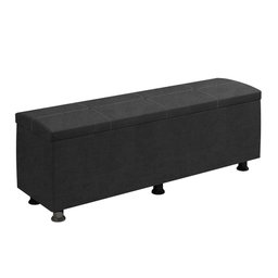 Baú Sapateira Estofada Casal 140 Cm Terra Veludo Skybox Cor Preto - 3