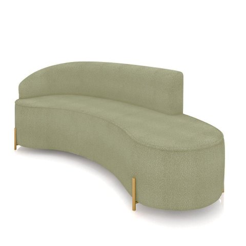 Sofá 4 Lugares Orgânico 220cm Pé Dourado Morgan Bouclê Pistache D03 - D'Rossi