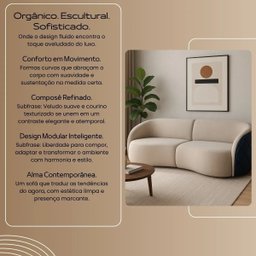 Sofá Organico Modulado Bipartido Curvo 288cm 3 Lugares Viena Linha Premium Veludo e Courino - 5