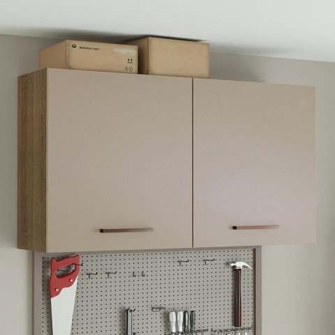 Armário Aéreo Multiuso 120cm 2 Portas Rustic/crema Agata Madesa Rustic/crema