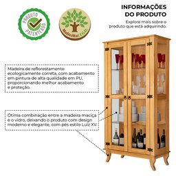 Cristaleira Vidro Madeira Maciça Antiga Bella Luna Imbuia - 2