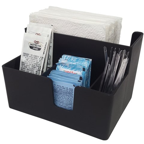 Conjunto 18 Porta Sachês Guardanapos e Açúcar Organizadores Multiusos para Bancada Coza Preto