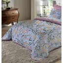 Ver imagem 1 de Kit Cobre Leito Solteiro 2 Pçs em Malha Floral Azul