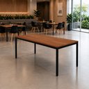 Ver imagem 1 de Mesa Cozinha e Refeitório 180cm x 90cm Industrial Casa Lar Cor:Nogal com Preto