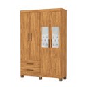 Ver imagem 2 de Guarda-Roupa 4 Portas 2 Gavetas com Espelho e Pés Genova Marrom/Cinamomo